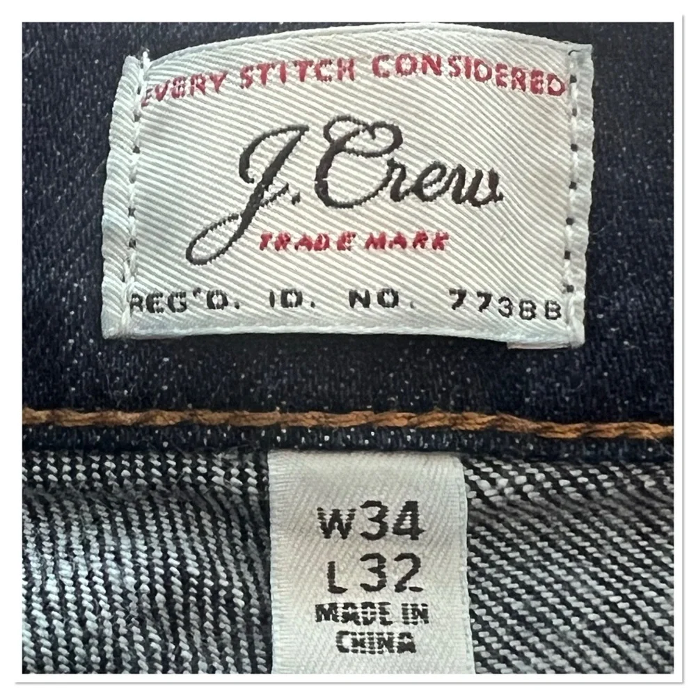 J. Crew Men's 770 Straight Cotton Blend Indigo Jeans Sz 34/32**